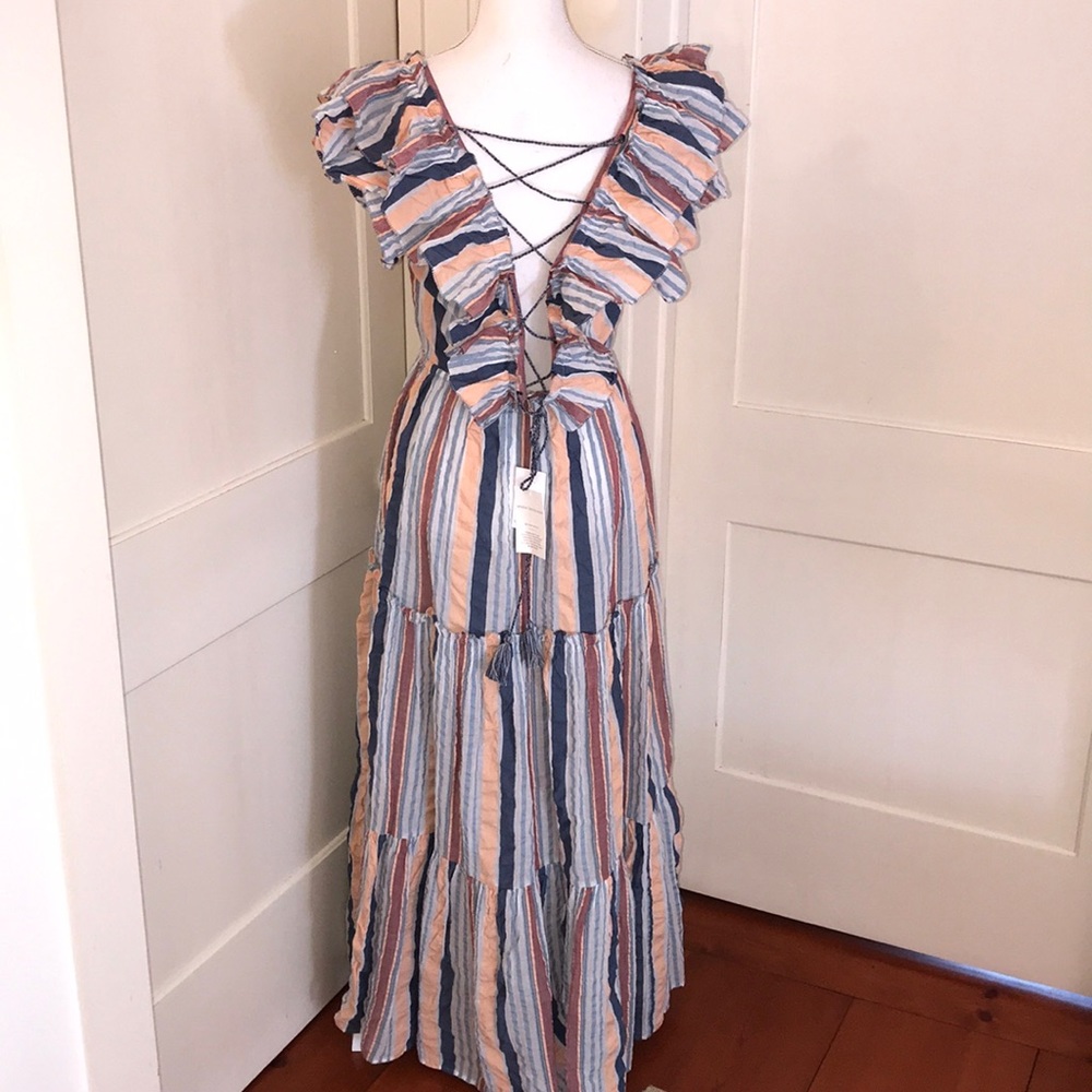 Ulla Johnson Seersucker Ruffle Maxi Dress - Picture 3 of 7